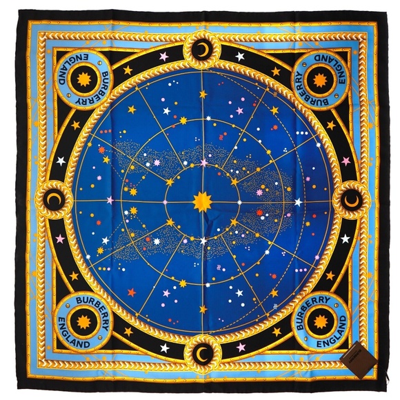 Burberry Accessories - Burberry Astrological Square Scarf Oceanic Blue 100% Silk 35"x35" New